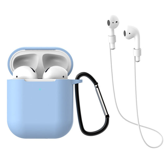 HKM-997843 AirPods 1 & 2 Silica Gel Clamshell Case with Hook and Anti-Loss Rope