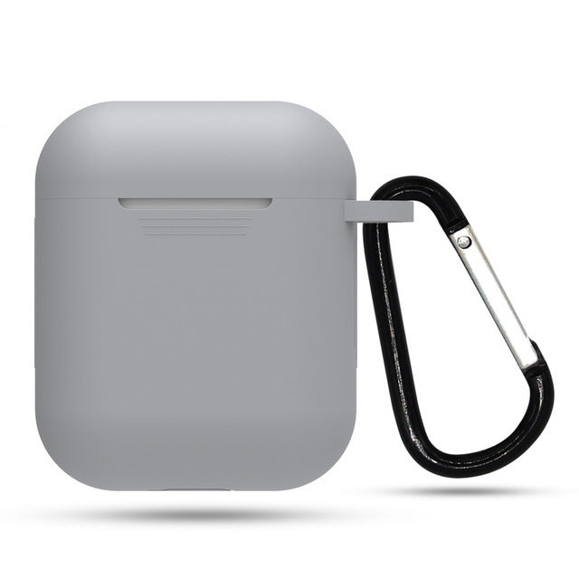HKM-997843 AirPods 1 & 2 Silica Gel Clamshell Case with Hook and Anti-Loss Rope
