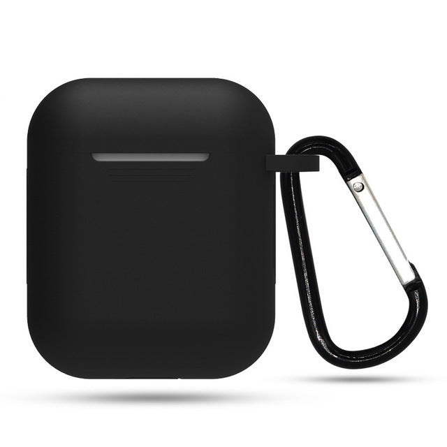 HKM-997843 AirPods 1 & 2 Silica Gel Clamshell Case with Hook and Anti-Loss Rope