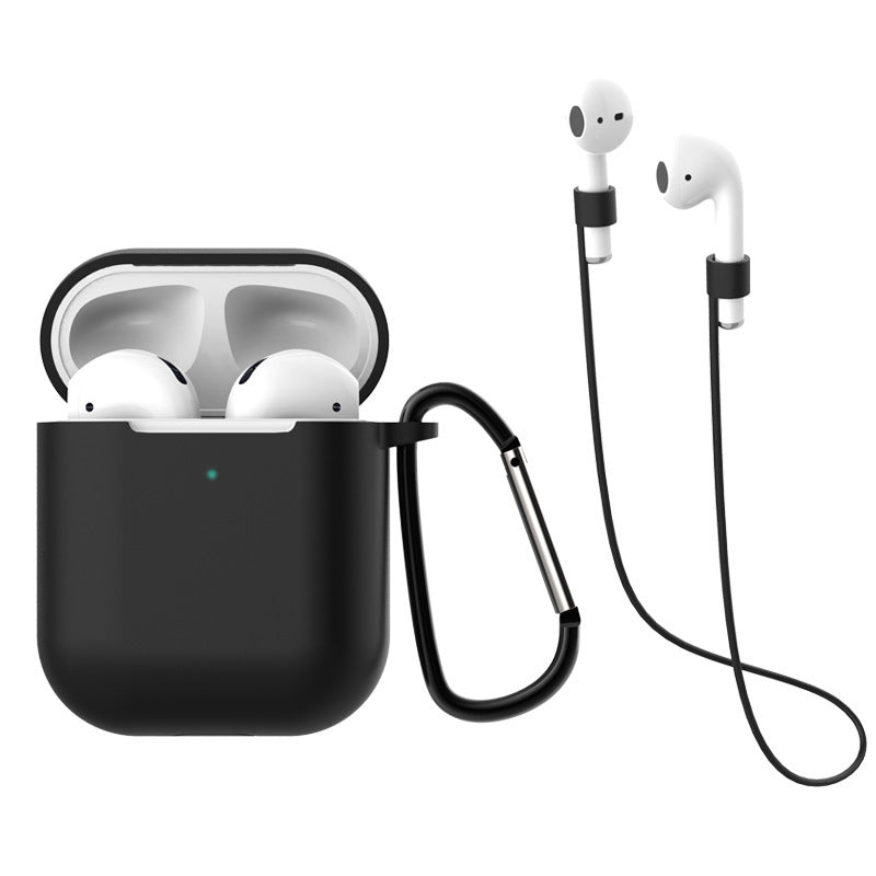 HKM-997843 AirPods 1 & 2 Silica Gel Clamshell Case with Hook and Anti-Loss Rope