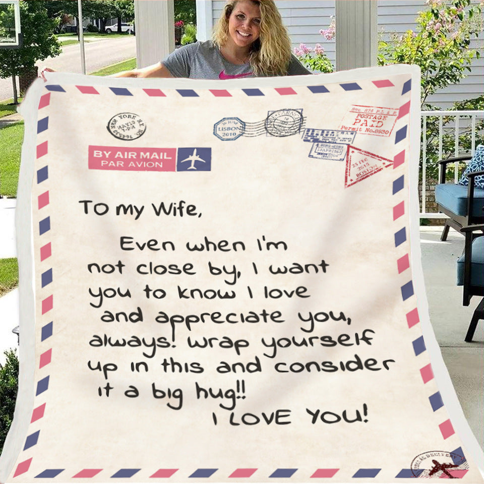 HKM-997971 Cozy Flannel Fleece Blanket with Inspirational Message for Daughter, Son, or Wife - 3 Sizes Available