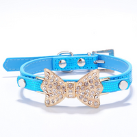 HKM-9979965 Rhinestone Dog Collar in PU Material - Adjustable Sizes XS to M