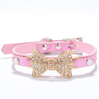 HKM-9979965 Rhinestone Dog Collar in PU Material - Adjustable Sizes XS to M