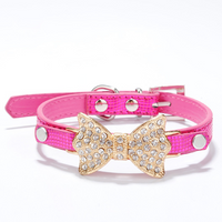HKM-9979965 Rhinestone Dog Collar in PU Material - Adjustable Sizes XS to M