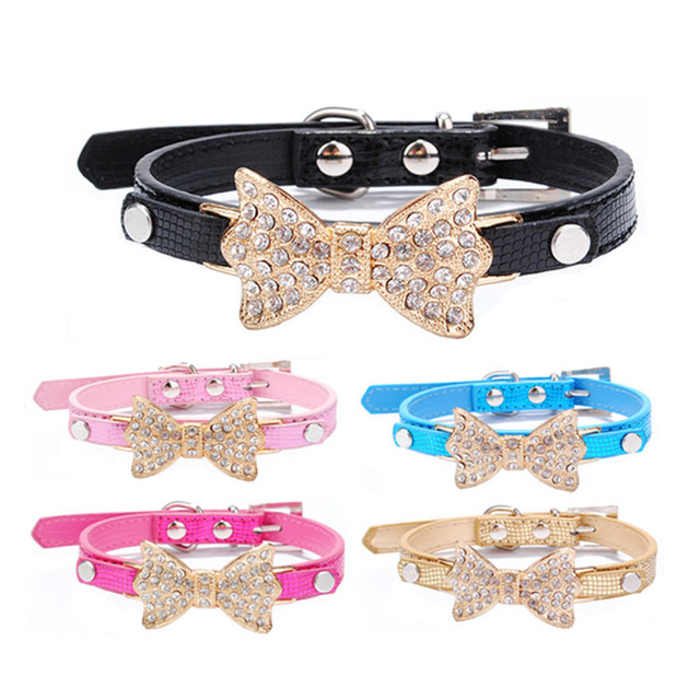 HKM-9979965 Rhinestone Dog Collar in PU Material - Adjustable Sizes XS to M