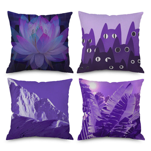 HKM-998035 Purple Series Geometric Pattern Linen Pillowcase 45x45 CM