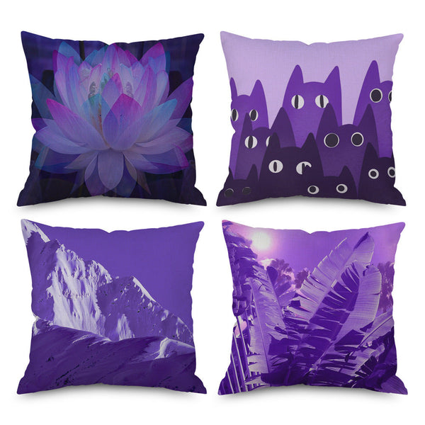 HKM-998035 Purple Series Geometric Pattern Linen Pillowcase 45x45 CM