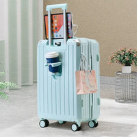 HKM-998035 Stylish Girl's Travel Suitcase with Aluminium Wheels and Cup Holder, Durable PC ABS Trolley for Kids