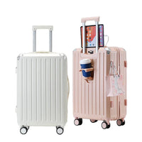 HKM-998035 Stylish Girl's Travel Suitcase with Aluminium Wheels and Cup Holder, Durable PC ABS Trolley for Kids