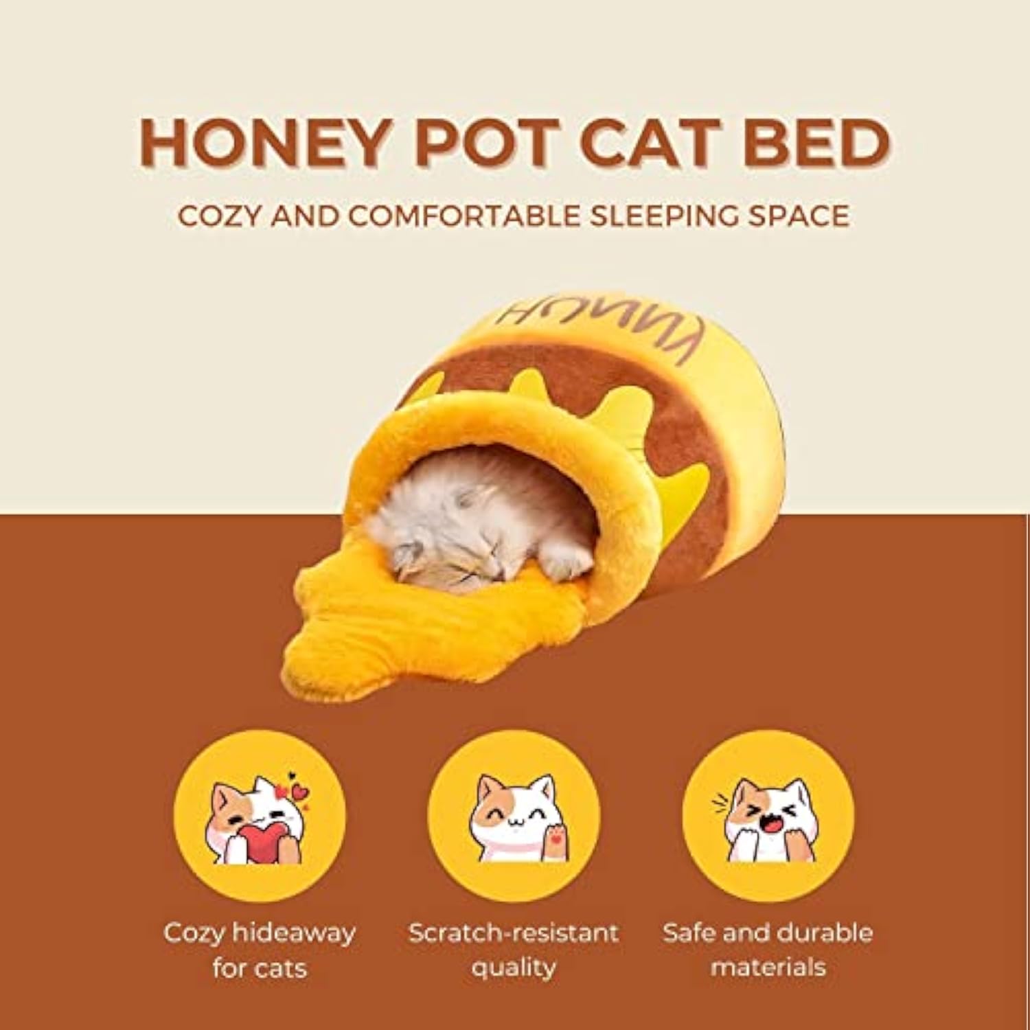 HKM-9981245 Comfortable Memory Foam Cat Bed with Stylish Washable Cover and Removable Cushion