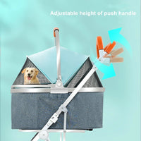 HKM-998163 Luxury 4-Wheel Folding Pet Stroller for Dogs and Cats, Easy to Assemble Pet Trolley
