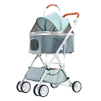 HKM-998163 Luxury 4-Wheel Folding Pet Stroller for Dogs and Cats, Easy to Assemble Pet Trolley