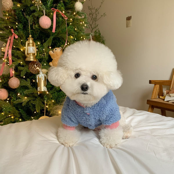 HKM-9981757 Casual Blue and Brown Polyester Pet Coat for Autumn and Winter