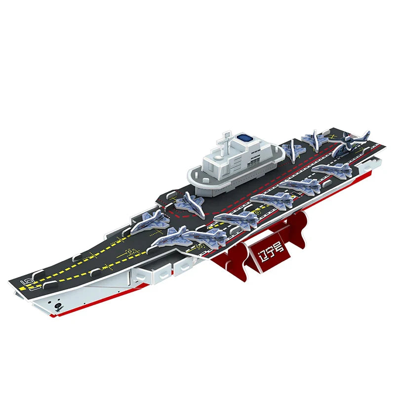 HKM-998227 3D Educational Aircraft Carrier Puzzle Model for Kids, DIY Cardboard Building Toy, Unisex Ages 2-6
