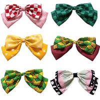 HKM-998227 Chiffon Cartoon Character Bow Hairpin in Plaid Pattern - Unisex Hair Accessory