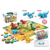 HKM-998291 Self-Assembling 46-Piece Dinosaur Chess Game Educational Toy for Kids