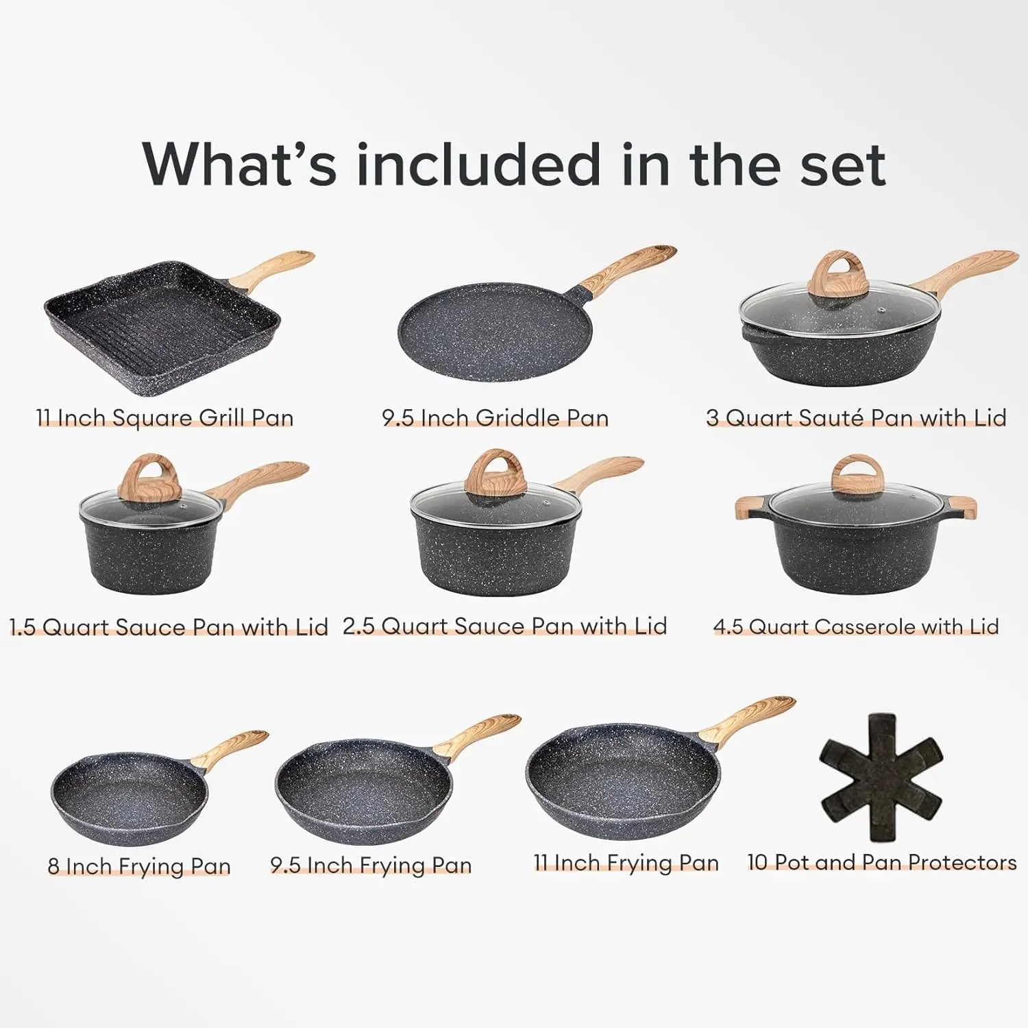 HKM-998355 23-Piece Nonstick Pots and Pans Cookware Set for Healthy Cooking