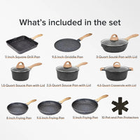 HKM-998355 23-Piece Nonstick Pots and Pans Cookware Set for Healthy Cooking