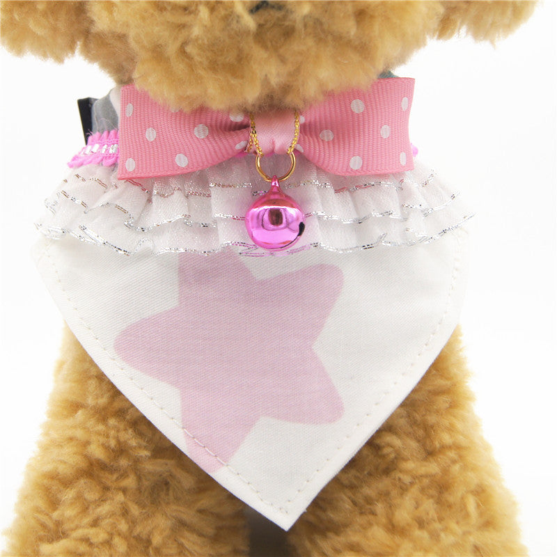 HKM-9985725 Geometric Bow Tie Dog Collar in Pink, Blue, Yellow - Detachable and Adjustable Pet Accessory