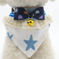 HKM-9985725 Geometric Bow Tie Dog Collar in Pink, Blue, Yellow - Detachable and Adjustable Pet Accessory