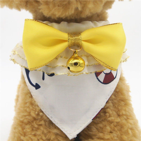 HKM-9985725 Geometric Bow Tie Dog Collar in Pink, Blue, Yellow - Detachable and Adjustable Pet Accessory