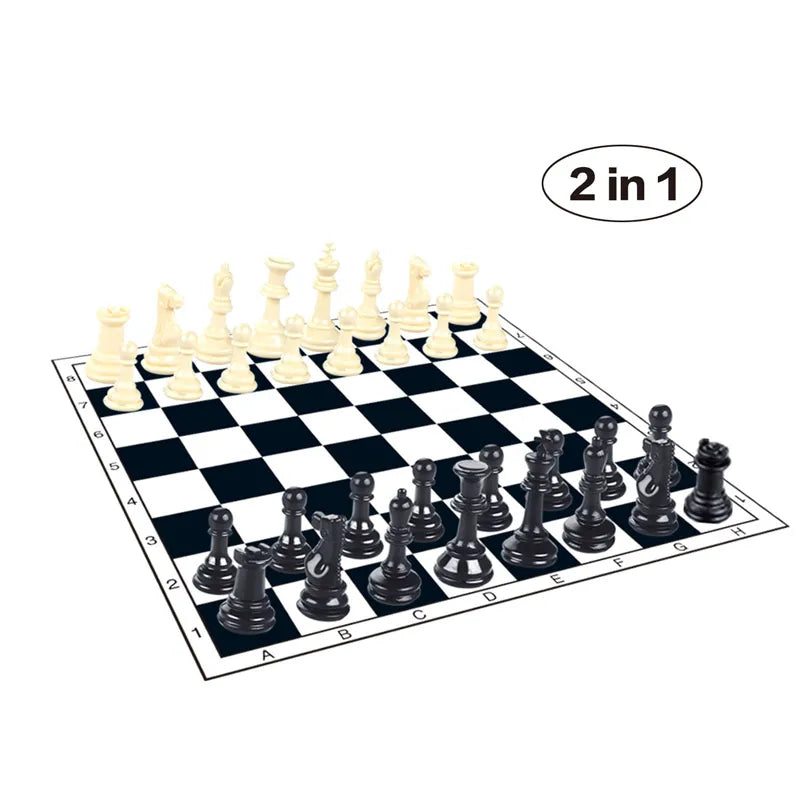 HKM-998611 Foldable Educational 2 in 1 Chess and Draughts Game for Kids - Compact Design for Play at Home
