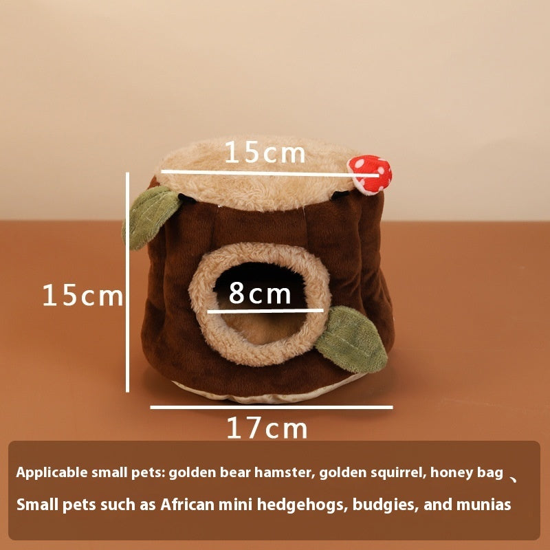 HKM-9987773 Washable Hanging Winter Stump Nest for Pets ¨C Soft Brown Fabric Option