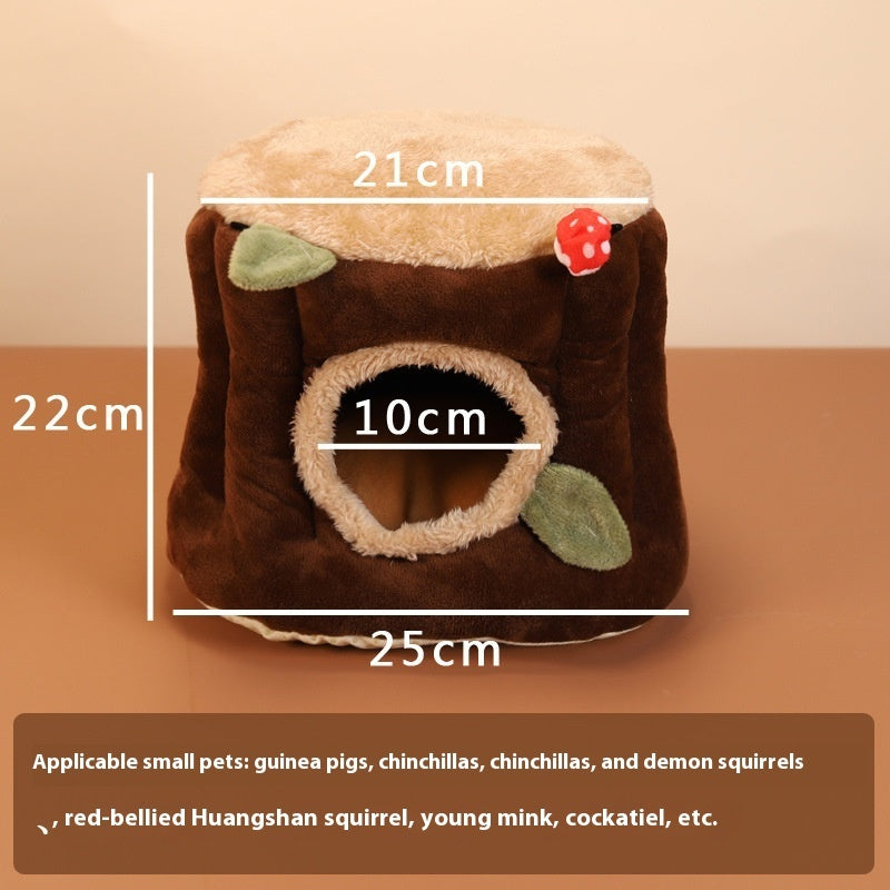 HKM-9987773 Washable Hanging Winter Stump Nest for Pets ¨C Soft Brown Fabric Option