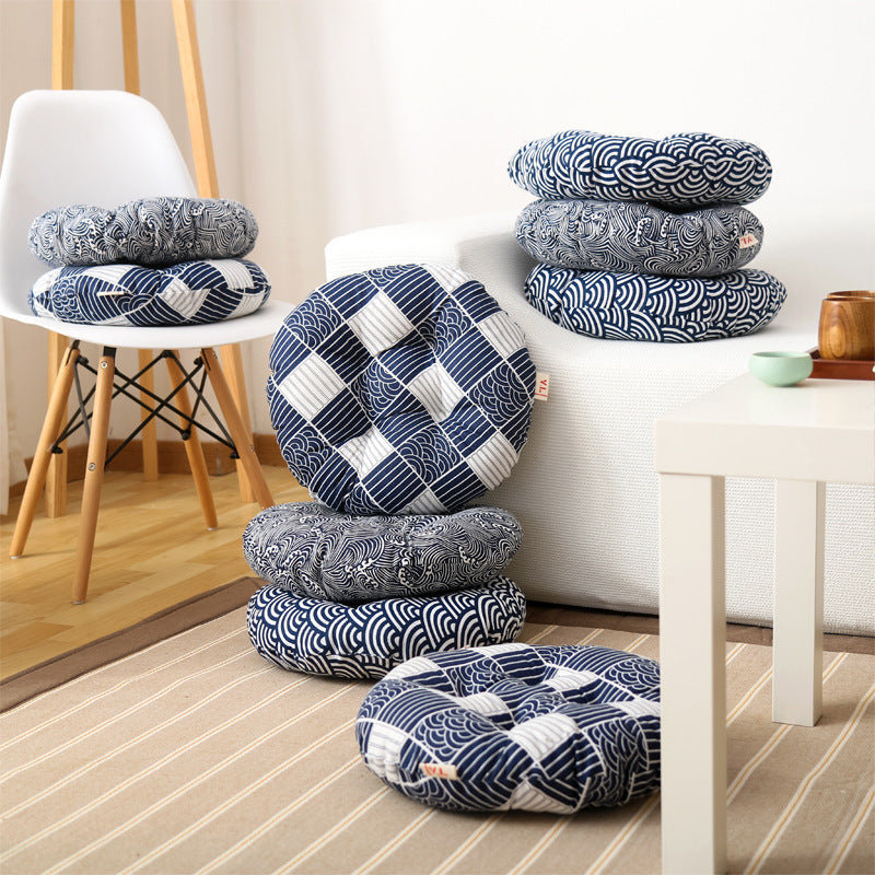 HKM-998867 Lattice Pattern Fabric Tatami Futon - Available in Multiple Round Sizes