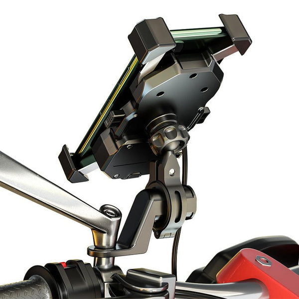 HKM-998995 Motorcycle 15W QC3.0 Fast Charging Phone Holder for Outdoor Riding