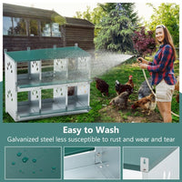 HKM-9991101 Metal Chicken Nesting Box with 6 Rooms, Galvanized Steel for Hens, Easy Assembly and Cleaning
