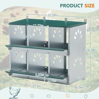 HKM-9991101 Metal Chicken Nesting Box with 6 Rooms, Galvanized Steel for Hens, Easy Assembly and Cleaning