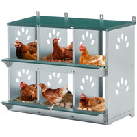 HKM-9991101 Metal Chicken Nesting Box with 6 Rooms, Galvanized Steel for Hens, Easy Assembly and Cleaning
