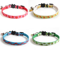 HKM-9991485 Fruity Polyester Cat Collar in Avocado, Pineapple, Watermelon, Cherry, and Strawberry Designs