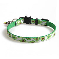 HKM-9991485 Fruity Polyester Cat Collar in Avocado, Pineapple, Watermelon, Cherry, and Strawberry Designs