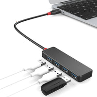 HKM-999187 4-Port Ultra-Thin USB 3.0 Hub with LED Indicator for Windows and Mac