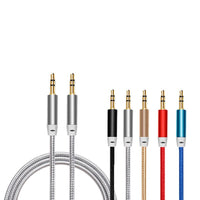 HKM-999187 High-Quality Mobile Phone Aux Audio Earphone Cable - Gold Plated, Nylon, Copper Core