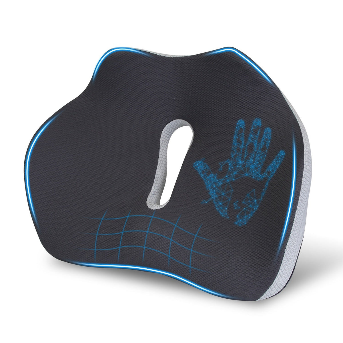 HKM-999187 Memory Foam Seat Cushion for Sciatica Pain Relief - Ergonomic, Non-Slip, Machine Washable Cover - Ideal for Home, Office, Car, Wheelchair, Airplane