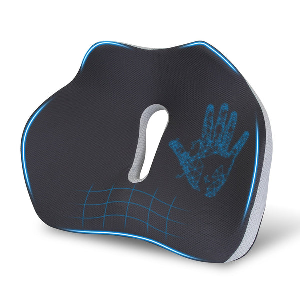 HKM-999187 Memory Foam Seat Cushion for Sciatica Pain Relief - Ergonomic, Non-Slip, Machine Washable Cover - Ideal for Home, Office, Car, Wheelchair, Airplane