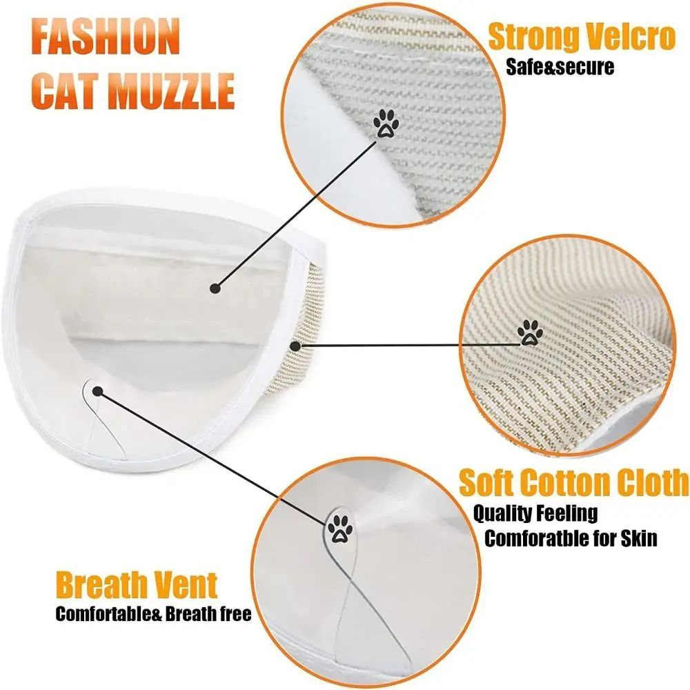 HKM-9992765 Breathable Anti-Bite Muzzle for Cats and Dogs – Soft Cotton and Transparent PVC, Comfortable Design with Air Hole