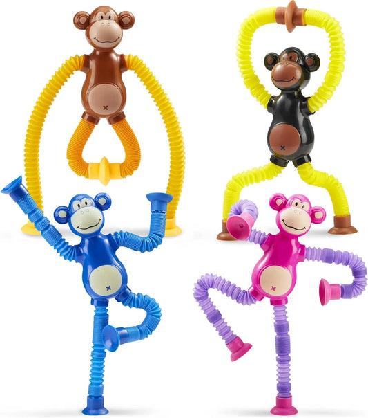 HKM-999315 Cute Big Ear Monkey Squeeze Fidget Toy - Pop Tubes Ideal for Kids 5+