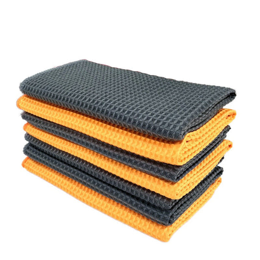 HKM-999379 Microfiber Car Wash Towel - Ultra Absorbent Wafer Style, Soft and Scratch-Free, 40x40cm, Orange/Gray