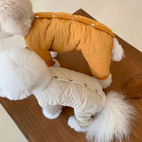 HKM-9993917 Thickened Cotton-Padded Pet Clothing in Blue, Yellow, and Beige - Size XS to XL