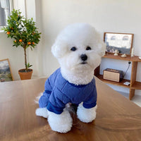 HKM-9993917 Thickened Cotton-Padded Pet Clothing in Blue, Yellow, and Beige - Size XS to XL