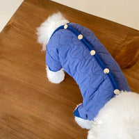 HKM-9993917 Thickened Cotton-Padded Pet Clothing in Blue, Yellow, and Beige - Size XS to XL