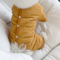 HKM-9993917 Thickened Cotton-Padded Pet Clothing in Blue, Yellow, and Beige - Size XS to XL