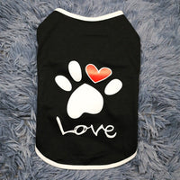 HKM-9995069 Printed Love Short Sleeve Top for Pets - Cotton Dog Jacket in Black and White, Sizes XS to XXL