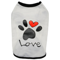 HKM-9995069 Printed Love Short Sleeve Top for Pets - Cotton Dog Jacket in Black and White, Sizes XS to XXL