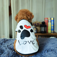 HKM-9995069 Printed Love Short Sleeve Top for Pets - Cotton Dog Jacket in Black and White, Sizes XS to XXL