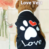 HKM-9995069 Printed Love Short Sleeve Top for Pets - Cotton Dog Jacket in Black and White, Sizes XS to XXL